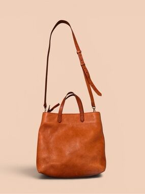 Madewell Zip-Top Transport Crossbody Bag Honey Brown Leather Tote Convertible